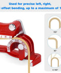 Heavy Duty Manual Tube Bender For Copper Aluminum Steel Brass Pipes showing 180 degree bending feature and clear scale markings.