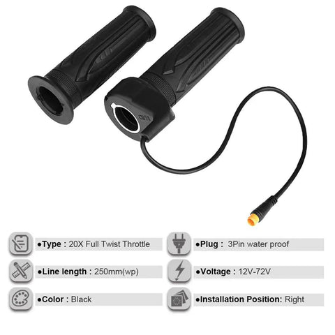 Electric Dirt Bike Full Twist Throttle Grip For G300 Pro, Universal 12V To 72V Ebike Fit, Smooth Twist Action, Secure Anti Slip Grip, Durable Ergonomic Design, Easy Install, Black