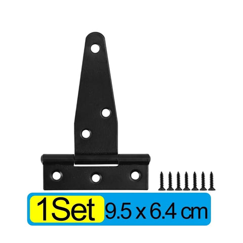 Beefy Heavy Duty Strap Hinge Kit With Galvanized Iron, Black T Shaped Design, Built For Thick Doors, Ideal For Barn, Shed, Cabinet And Room Doors
