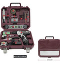 Top Shelf 12V Lithium Cordless Drill Power Tool Set With 58 Pcs Heavy Duty Carbon Steel Bits and accessories in storage case.