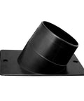 Pro Grade 4 Inch Angled Dust Port For Table Saws And Jointers, black ABS plastic angled connector with flat base.