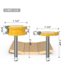 Kick Your Woodworking Into High Gear With This Awesome 2-Pc Router Bit Set Featuring Flute And Bead Profiles, showing detailed dimensions.