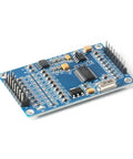 Angle view of Beast 24Bit 8 Channel ADS1256 ADC Module With Pro Grade Precision Data Acquisition, blue circuit board with components.