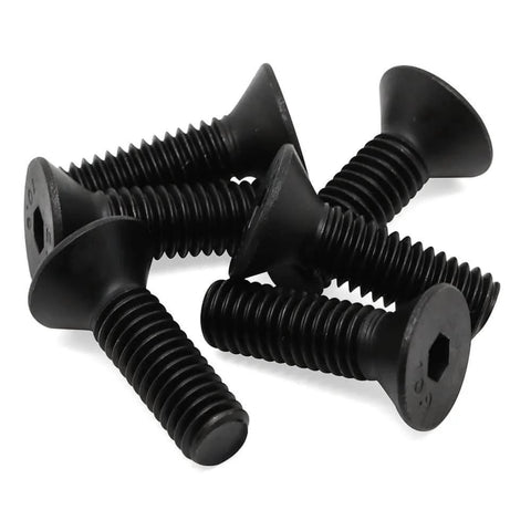 Heavy Duty 3/8-16 Inch Flat Head Socket Cap Screws Set, 1 Inch Long, Fully Threaded, Alloy Steel Grade 10.9, Black Oxide Finish