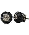Super Crisp 100 Pack Solid White Ceramic Drawer Knobs Hella Sturdy Kitchen Cabinet Hardware And Dresser Door Pulls top view of black ceramic knobs with silver bases.