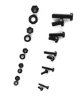 270 Piece Nylon Screws Assortment Kit With M2, M2.5, M3, M4, M5 Nuts And Washers In Black Nylon, top view of components