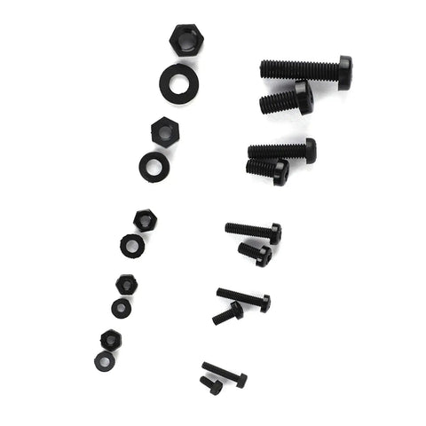 270 Piece Nylon Screws Assortment Kit With M2, M2.5, M3, M4, M5 Nuts And Washers In Black Nylon, top view of components