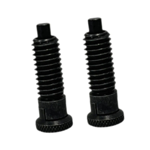 Heavy Duty Carbon Steel Spring Indexing Plunger And Self Locking Locating Pin Tough As Nails For Machinery Fixtures Precision Machined With No Sweat Setup And Bulletproof Reset Action 2 Pack, black steel springs, positioned side by side.