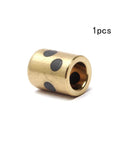 One Piece Heavy Duty Sleeve Bearing With 8Mm Bore 12Mm Outer Diameter For Ironclad Carbon Steel Copper Oilless Bushings, brass with black spots.