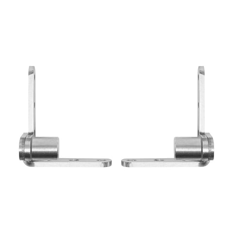 Heavy Duty Pivot Door Hinges Four Pack Premium Stainless Steel Mounting Kit For Modern Interior Doors Featuring Insane Swing Performance And Top Tier Rust Shielding That Totally Slaps, showing two premium hinges.