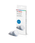 VeroCafe Espresso Cleaning Tablets 2 In 1 Phosphate Free Formula, three blue tablets with packaging, front view