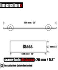 Dimensions diagram of Glass Shower Shelf With 8mm Tempered Glass 20 By 5 Inches 304 Stainless Steel Brushed Finish Wall Mount Organizer.