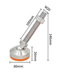 Rock Solid Boss Tier Leveling Screws Featuring Dead Nuts 304 Stainless Steel Swivel Pads 80mm diameter with rubber base and M20 threads.