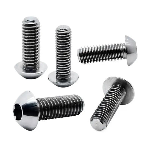 Premium Grade Five Titanium Hex Socket Round Head Bolts M10 X 20mm Pack Of Twenty shown arranged, ideal for fasteners and mounting.
