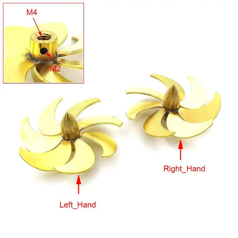 36mm Copper RC Boat Propeller With 7 Blades For RC Boats Submarines Tugs And Wood Models Right And Left Hand Spin Options