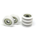U Type Groove Bearing Wheel Set 8x40x10 Mm Nylon Track Guide Roller Pulley With 8 Mm Bore And 40 Mm Diameter Low Friction Ball Raceway Precision Ground For Quiet Smooth Operation Durable Wheel For Motors, Robots, And 3D Printers Two Pack white POM groove wheels