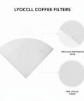 Square Lyocell Pour Over Coffee Filters 50 Pack Disposable Cone Dripper Papers crafted from fine lyocell fibers and precision perforated seam.