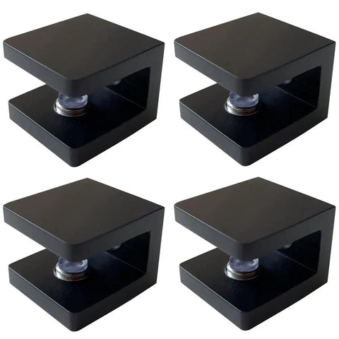 Brass Glass Clamp No Drill On Glass Holder And Shelf Bracket Clip Support For 8mm To 10mm Glass Matte Black Four Pack
