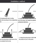 Installation method for WKNHHL Recessed Lighting Housing Trim Kits, showing steps and tools for ceiling lights installation.
