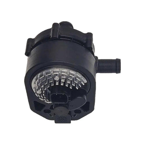 Hardcore Electronic Water Pump For Tesla Model S 85D AWD, black plastic component with metal cooling fins for EV thermal management.