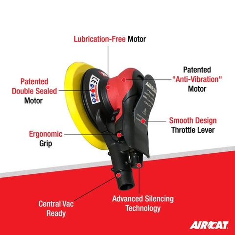 Palm Sanding Powerhouse With Central Vacuum 11000 RPM Orbital Sander features and labels shown.