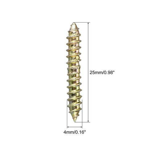 96 Pieces 4x11mm Hanger Bolts Double Ended Self Tapping Dowel Screws For DIY Woodworking Dual End Locking Connector For Hidden Fastening