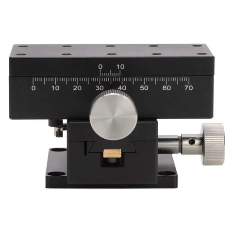 Side view of Manual XY Linear Stage For Precision Trimming, 40x90mm platform with detachable gear guide and dovetail rail system.