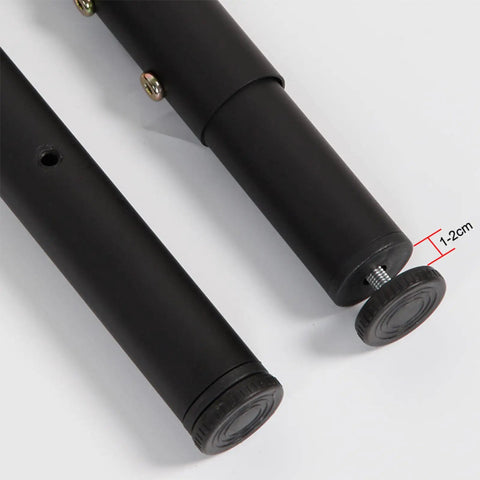 Slick Clamp On Adjustable Table Legs, Black iron feet mechanism showing adjustable height of 1-2 cm for DIY setups.