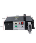 AOXHUGB EM-6B2BC Electric Terminal Crimping Machine With Wire Cutting Stripping Pliers control panel view showing dimensions and features.