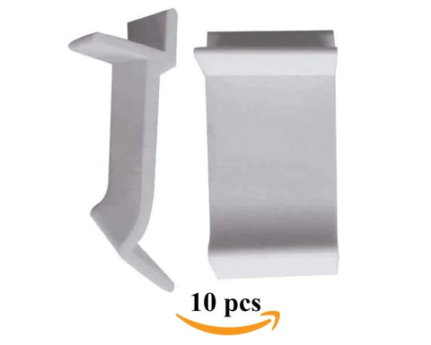 10 Pack Nylon Table Rim Clips For Patio Glass And Acrylic Tops, 1.575 In By.760 In, White Color, Removable Rim Clips That Don't Require Screws