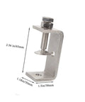 Front view of a 65mm stainless steel C-clamp with wide jaw and mounting base.