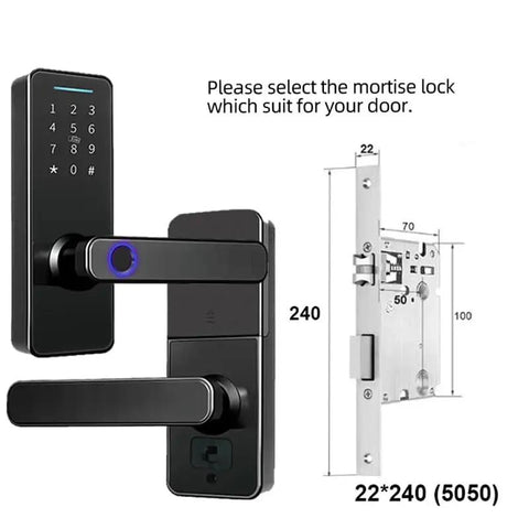 Smooth Operator Keyless Entry Door Lock Featuring Bright Illuminated Touchscreen Keypad And App Remote Unlocking For Hassle Free Smart Home Security Plus Fast Finger Print Scanner And Tough Exterior Deadbolt side view with dimensions