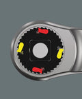 Close-up of Zyklop Metric Ratchet Set With Push Through Square 28 Piece One Quarter Inch Drive Slim Metal Ratchet head.