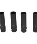 Thin Walled Cr Mo Steel Lug Nut Socket Set With Spline Lug Nut Keys showing 11/16 to 3/4 inch sizes for tight wheel wells