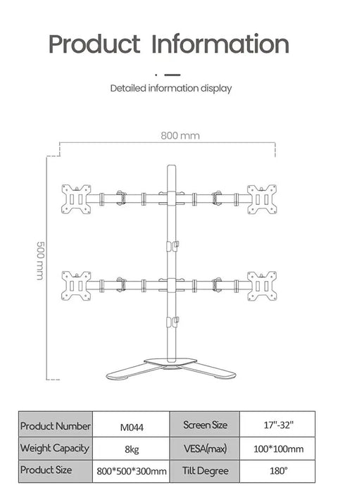 Detailed product information for Heavy Duty Quad Arm Desk Mount For Multiple Flat Screens Rock Solid Monitor Bracket 17 To 32 Inch.