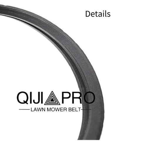 Close-up of black Chipper Replacement Belt 3 3/8 Inch Wide By 79 Inch Long With 5 Bands Fits Vermeer BC1000XL 153263001.