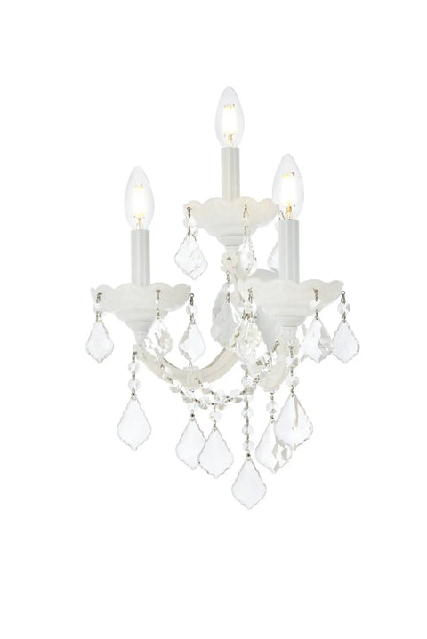 Royal Cut Clear Maria Theresa 3 Light Crystal Wall Sconce In Chrome Finish with Candelabra Bulbs, modern glam lighting