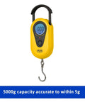 Beefy Hanging Scale With 11 Pound Capacity, LCD Digital Weigh Scale In Bright Yellow, Portable With Retractable Handle And Hook