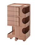 Slick Multipurpose Utility Storage Cart Featuring Heavy Duty Abs Build With Smooth Gliding Casters, brown 4-tier cart with open shelving.