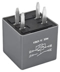 Heavy Duty 12V 40A 4 Pin SPDT Automotive Relay Pack Of 4 Replacement For AC Compressor, Starter And Fan Control, Fits Chevy Silverado, GMC, Buick And More. Gray relay close-up with 4 metal terminals.