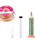 Pro Grade Desoldering Wick With Flux For Electronics Repairs 10 ft copper braided solder wick kit with paste and accessories