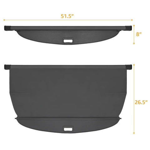 Retractable Cargo Cover For Hyundai Tucson 2022 2023 2024 2025 2026 Gas And Hybrid Models Black Trunk Privacy Shade dimensions