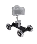 4 Wheel Camera Dolly On Track For Smooth Shots, Tabletop Video Slider With Silica Gel Wheels, DSLR Camcorder Stabilization System