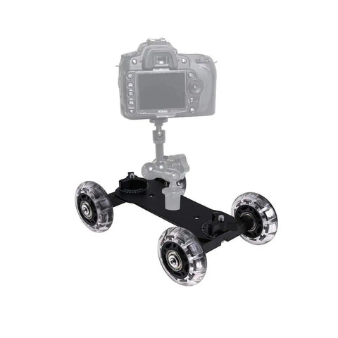 4 Wheel Camera Dolly On Track For Smooth Shots, Tabletop Video Slider With Silica Gel Wheels, DSLR Camcorder Stabilization System