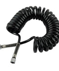 Pro Grade Pu Airbrush Hose With Snap Tight Quick Connects For Zero Sweat Leak Free Action And Nifty Flex Appeal Plus Inch Eight Female Bsp Ends That Twist Like A Dream For Gritty Auto Body Work And Sweet Weekend Craft Sessions, coiled black tubing.