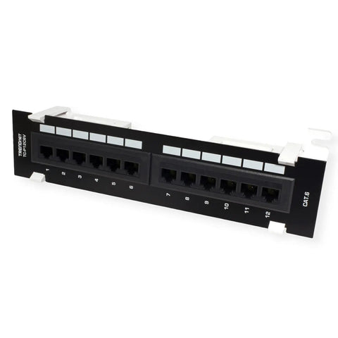 12 Port Cat6 Unshielded Patch Panel Wall Mount With Included 89D Bracket For Vertical Or Horizontal Install, Compatible With Cat5e And Cat6 RJ45 Cabling