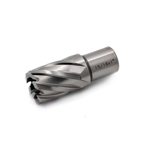Annular cutter, 15/16x1, silver steel with spiral flutes