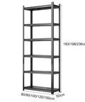 Heavy Duty Six Tier Metal Garage Shelving Rack Rock Solid Adjustable Storage Shelf Unit Built Tough For Utility Basement Kitchen Garage And Bathroom Rust Proof Workhorse Gear side view with dimensions 183/198/236cm height and 50cm depth