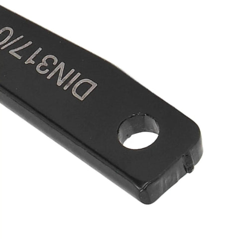 Pro Grade Drift Key For Taper Drill Chucks And Center Key, DIN317 Zero Taper Shank, close-up of black metal edge with hole