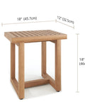 18 Inch Grate Teak Shower Bench With Solid Teak Wood, Stainless Steel Hardware, Adjustable Rubber Feet, Water Resistant